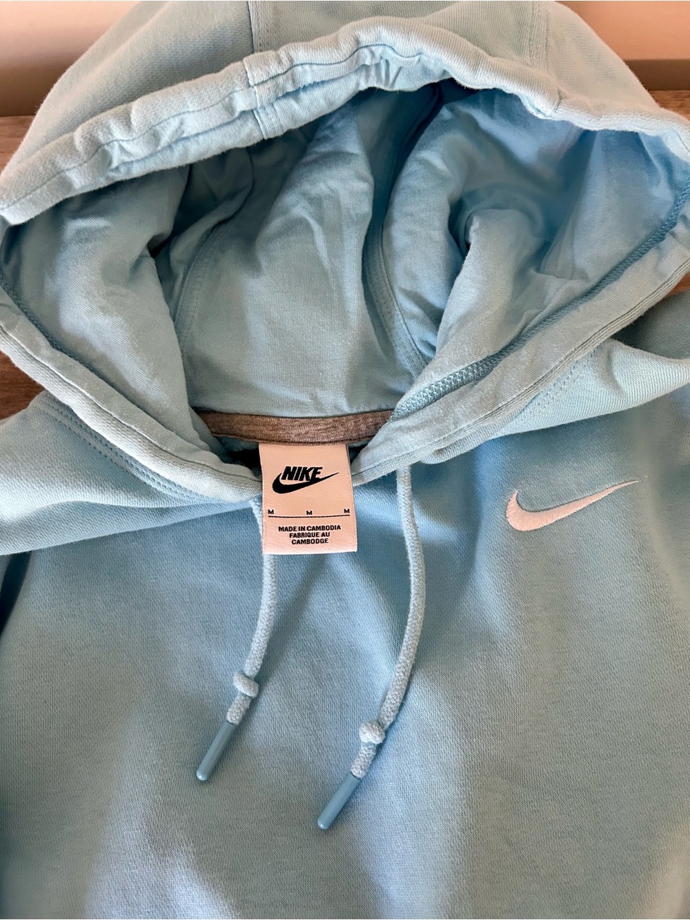 Nike Club Fleece Pullover Hoodie Light Blue Women’s Medium EUC - Picture 2 of 5